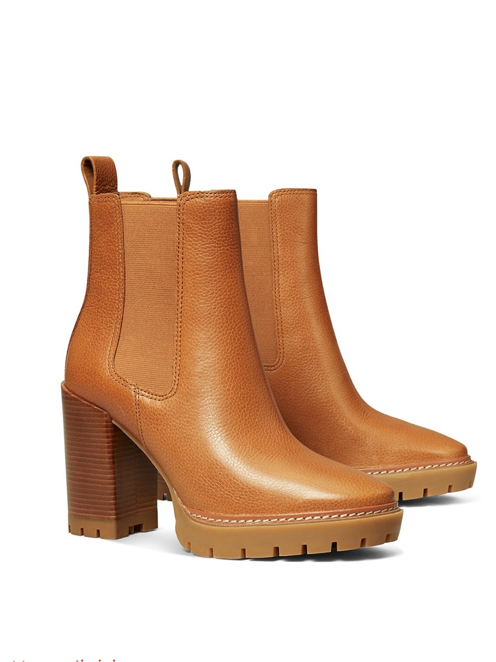 NEW Tory Burch Women's Carson Lug Sole High Heel Boot Toasted Carmel Sz 9.5